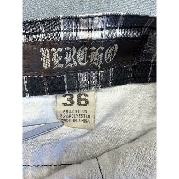 Vertigo Plaid Summer Shorts Lightweight Men's 36 Black White Slash Pocket - Picture 4 of 9